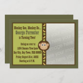 Monkey Birthday Foto Einladung (Vorne/Hinten)