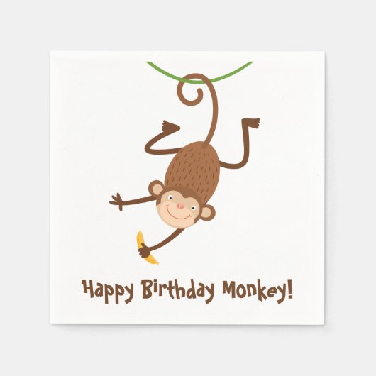 Monkey Birthday Napkins Serviette (Vorderseite)