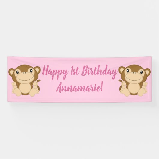 Monkey Birthday Party Banner (Horizontal)