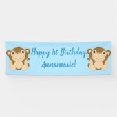 Monkey Birthday Party Blue Banner (Horizontal)