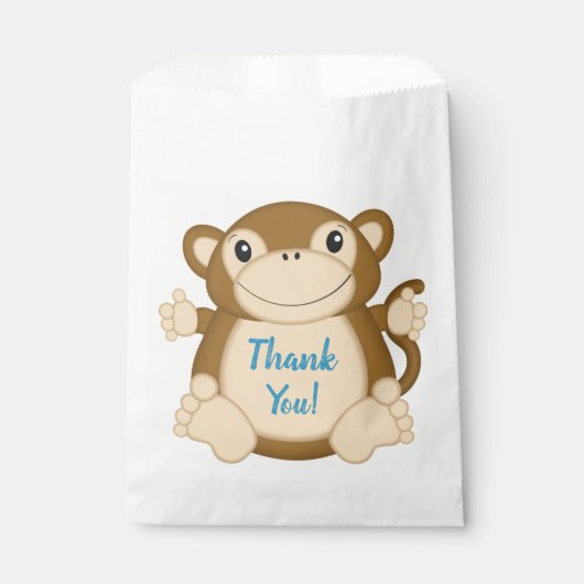 Monkey Birthday Party Blue Geschenktütchen (Vorderseite)