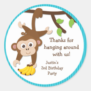 Monkey Birthday Party Danke Stickers