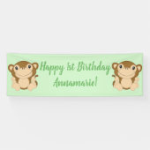 Monkey Birthday Party Green Banner (Horizontal)