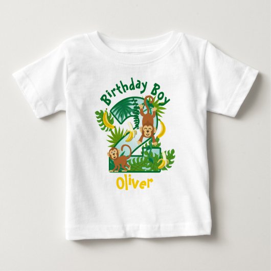 Monkey Birthday Shirt Zweite Affe Geburtstag Junge (Vorderseite)