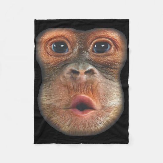 Monkey Blowing Stomach Face  Fleecedecke (Vorderseite)