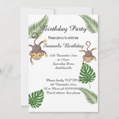 MONKEY BOTANICAL GREEN FERN CHILDRENS GEBURTSTAG EINLADUNG (Vorderseite)