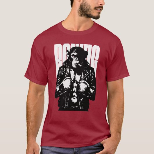 Monkey Boxer Rebel Monkey in Leather Boxing Jacket T-Shirt (Vorderseite)