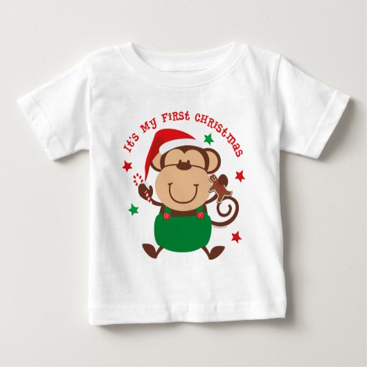 Monkey Boy 1. Weihnachten Baby T-shirt (Vorderseite)