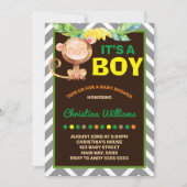 Monkey Boy Baby Shower Dschungel Einladung (Vorderseite)