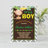 Monkey Boy Baby Shower Dschungel Einladung (Stehend Vorderseite)