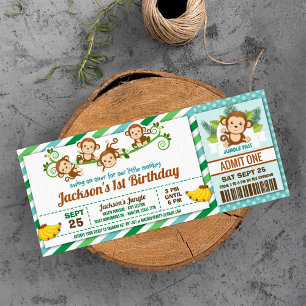Monkey Boy Jungle Ticket Pass Geburtstagsparty Einladung
