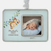 Monkey Boys Baby's First Christmas Foto Ornament Rahmen-Ornament Silber (Vorderseite)