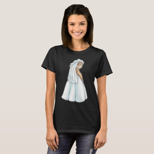Monkey Bride Veil Wedding T-Shirt (Vorne ganz)