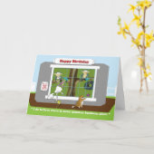 Monkey Business funny Birthday card Karte (Gelbe Blume)