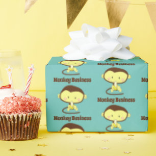 Monkey Business Funny Cartoon Affendesign Geschenkpapier
