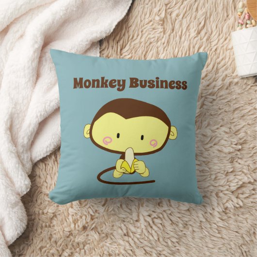 Monkey Business Funny Cartoon Affendesign Kissen (Decke)