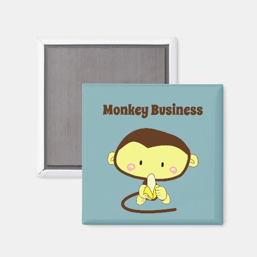 Monkey Business Funny Cartoon Affendesign Magnet (Vorderseite/Rückseite)
