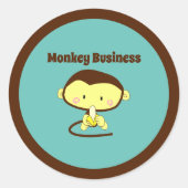 Monkey Business Funny Cartoon Affendesign Runder Aufkleber (Vorderseite)