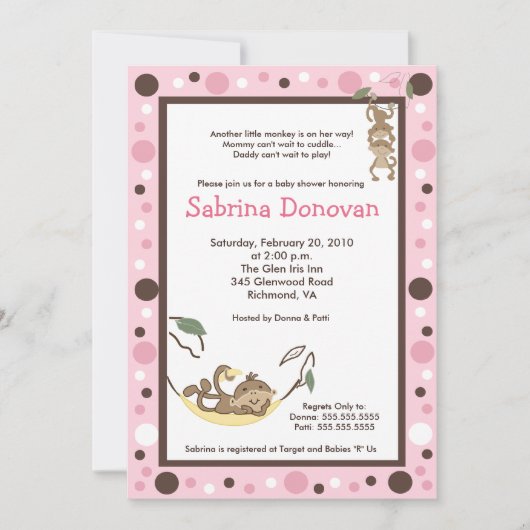 Monkey Business Mod Trendbaby Dusche 5 x 7 Einladung (Vorderseite)