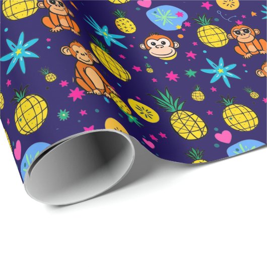 Monkey Business Pattern Geschenkpapier (Rolleneckpunkt)