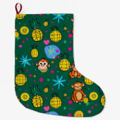 Monkey Business Pattern Großer Weihnachtsstrumpf (Vorderseite)