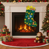 Monkey Business Pattern Großer Weihnachtsstrumpf