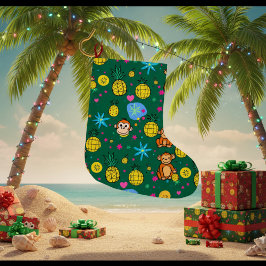 Monkey Business Pattern Großer Weihnachtsstrumpf