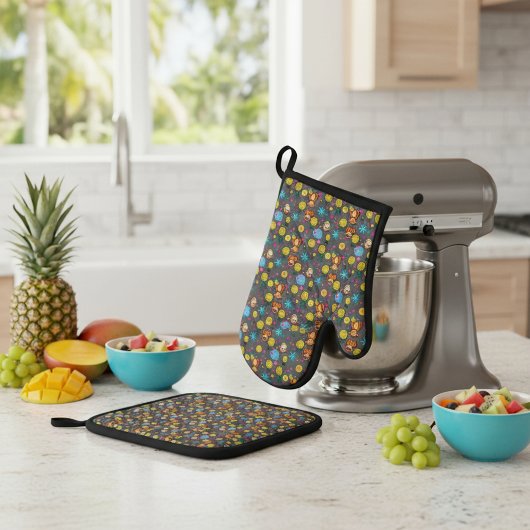 Monkey Business Pattern Ofenhandschuh & Topflappen-Set