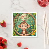 "Monkey Cartoon Party NAPKIN - Custom Text Kids" Serviette (Beispiel)