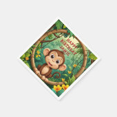 "Monkey Cartoon Party NAPKIN - Custom Text Kids" Serviette (Ecke)