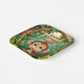 "Monkey Cartoon Party Plate - Custom Text Kids" Pappteller (Gewinkelt)