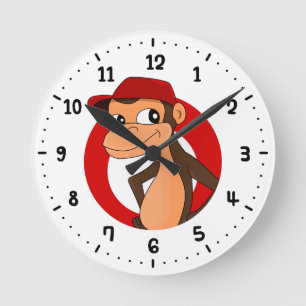 Monkey cartoon round clock runde wanduhr