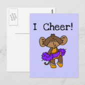 Monkey Cheerleader Gold und Lila Postkarte (Vorne/Hinten)