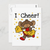 Monkey Cheerleader Rot und Gold T - Shirt und Gesc Postkarte (Vorne/Hinten)