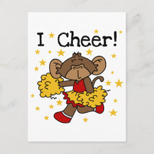 Monkey Cheerleader Rot und Gold T - Shirt und Gesc Postkarte
