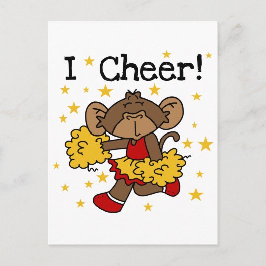Monkey Cheerleader Rot und Gold T - Shirt und Gesc Postkarte (Vorderseite)