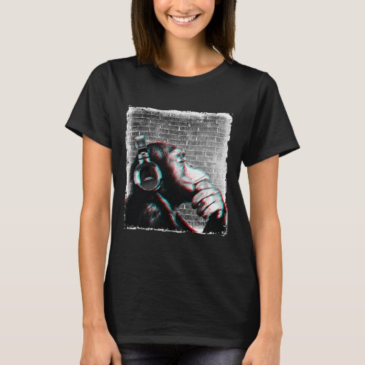 Monkey Chimp mit Kopfhörer Shirt - Edm Dj Music (Vorderseite)