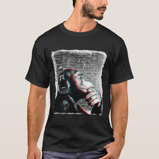 Monkey Chimp mit Kopfhörer Shirt - Edm Dj Music (Vorderseite)