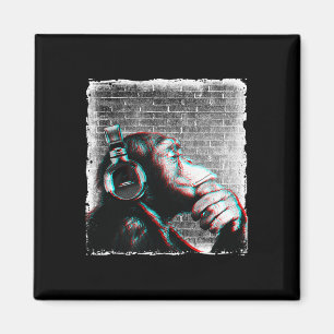 Monkey Chimp mit Kopfhörer Shirt - Edm Dj Music Magnet