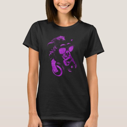 Monkey Chimp With Sungasse And Headphones 1 T-Shirt (Vorderseite)