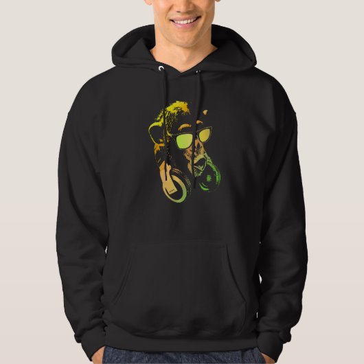 Monkey Chimp With Sunglasses And Headphones   Hoodie (Vorderseite)