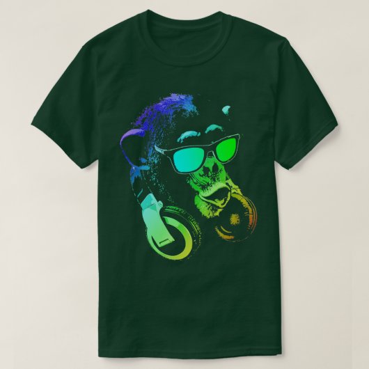 Monkey Chimp With Sunglasses And Headphones  T-Shirt (Design vorne)