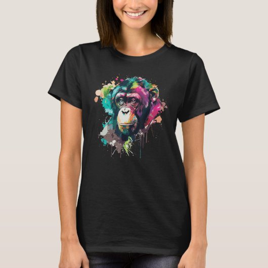 Monkey Chimpanze Aquarell T-Shirt (Vorderseite)