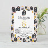 Monkey Chimpanze & Banana Kindergeburtstag Einladung (Stehend Vorderseite)