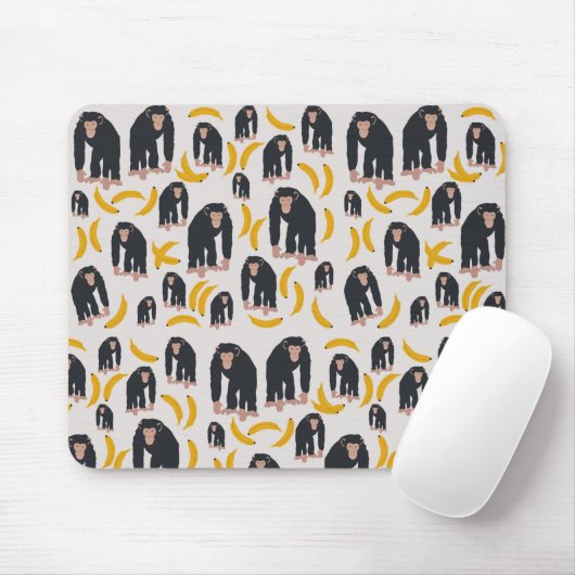 Monkey Chimpanzee & Banana Muster Mousepad (Mit Mouse)