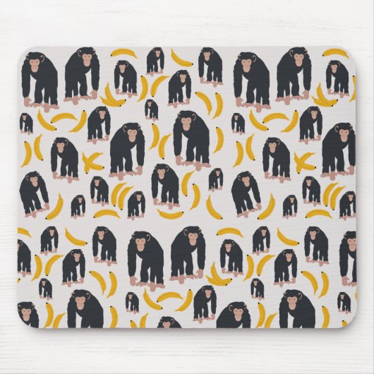 Monkey Chimpanzee & Banana Muster Mousepad (Vorne)
