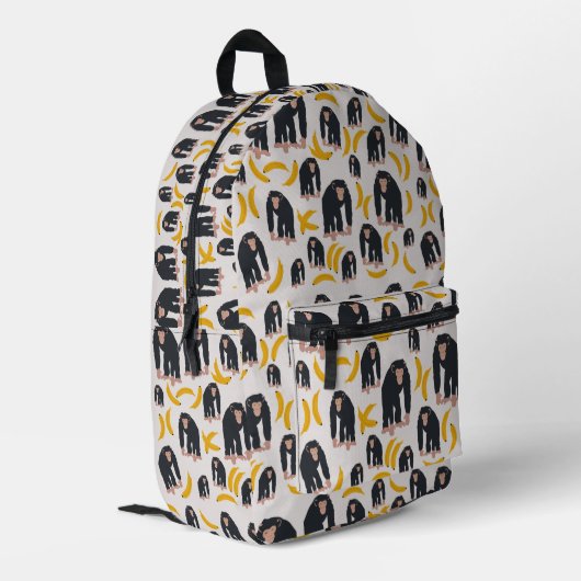 Monkey Chimpanzee & Banana Pattern Bedruckter Rucksack (Rückseitige Ecke links)