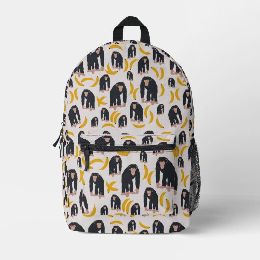 Monkey Chimpanzee & Banana Pattern Bedruckter Rucksack (Vorderseite)