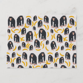 Monkey Chimpanzee & Banana Pattern Feiertagspostkarte