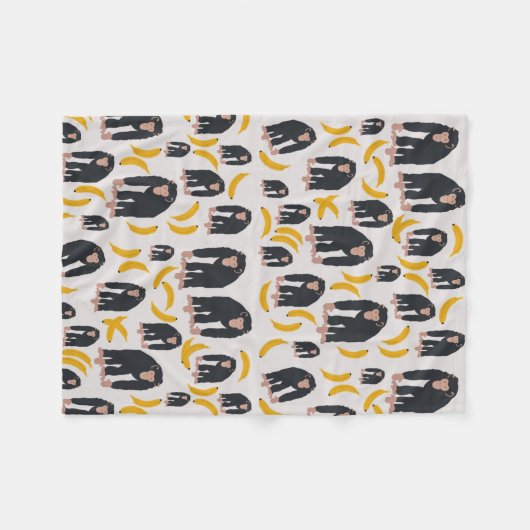 Monkey Chimpanzee & Banana Pattern Fleecedecke (Vorderseite (Horizontal))